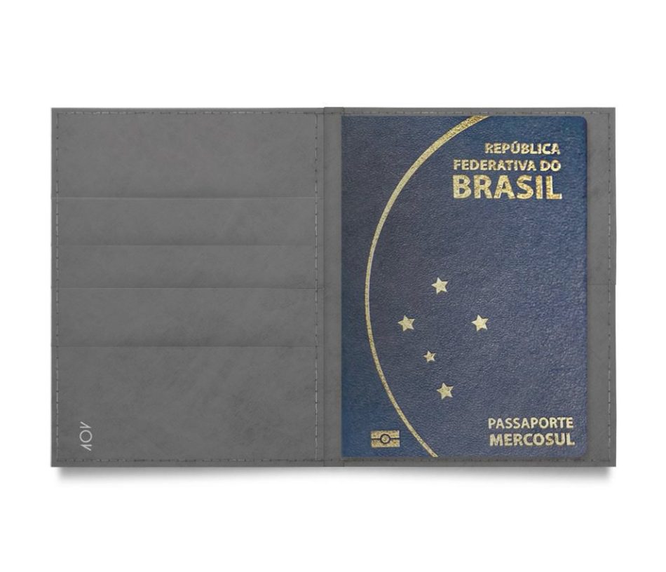 Dobra porta passaporte preta cinza basica 4