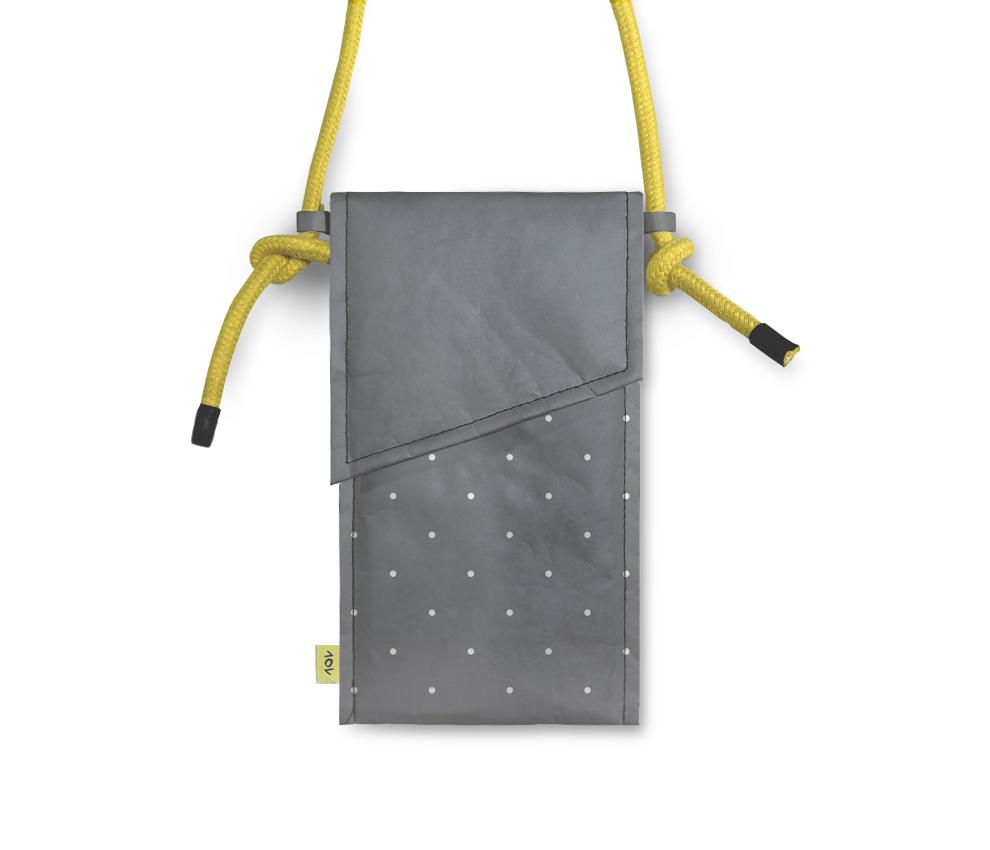 porta-celular-preta-cinza-de-bolinhas-porta-celular-frente